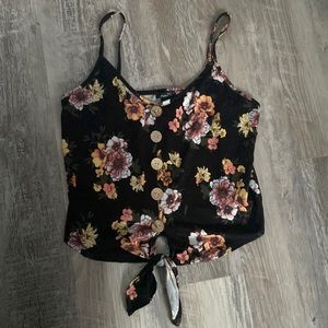 Floral Tie Front Tank Top
